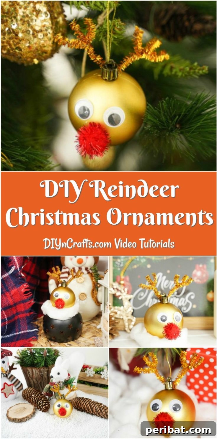 Pinterest icon for sharing this delightful Rudolph Christmas ornament craft tutorial.