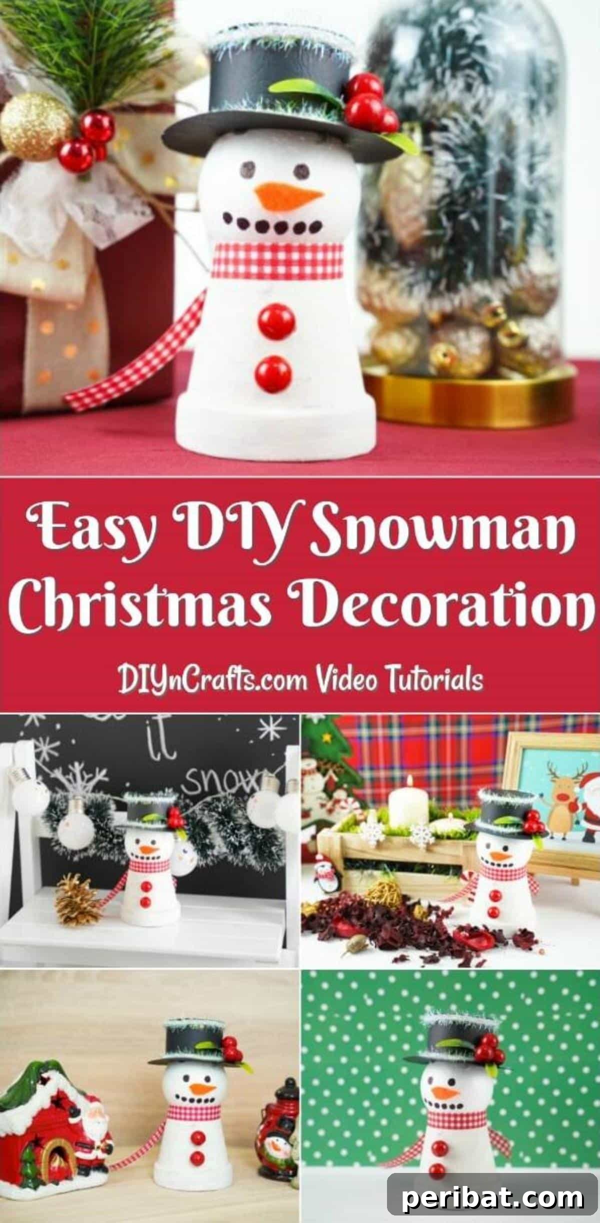 Easy DIY Christmas Clay Pot Snowman Decoration
