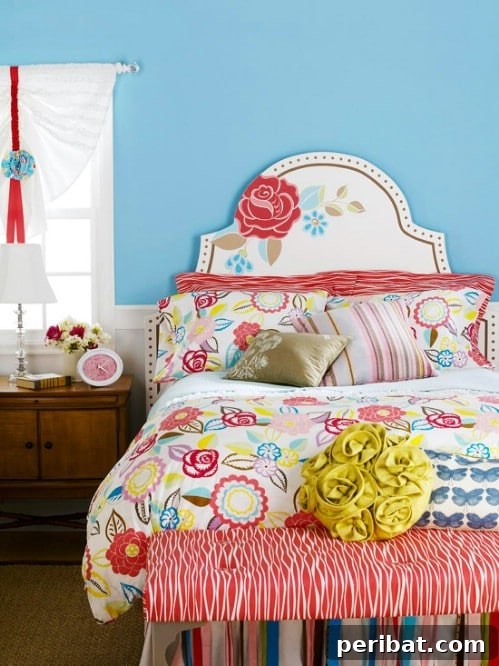 Painted Floral Headboard Design
