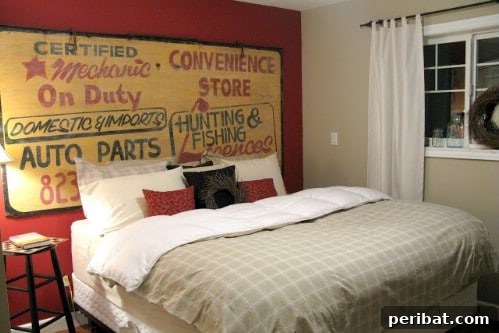 DIY Vintage Sign Headboard