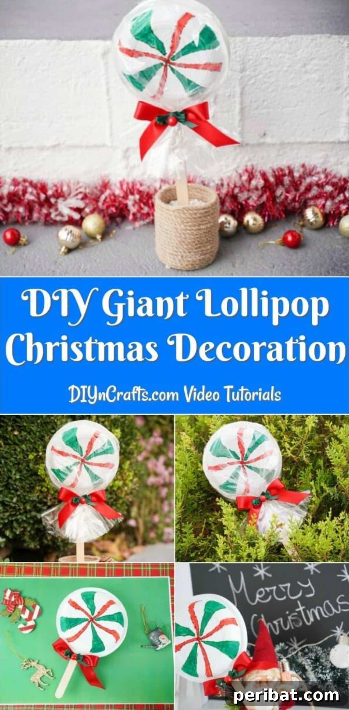 DIY Giant Lollipops Christmas Decoration: A festive outdoor display