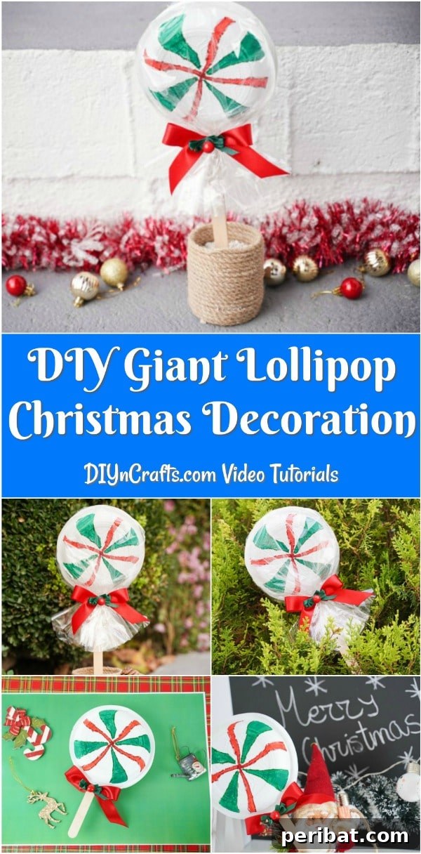 Giant lollipop ornament with Santa