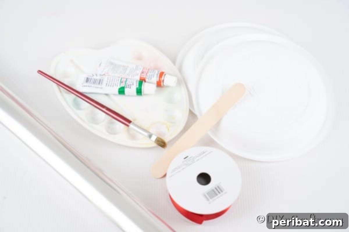 Supplies needed to make a giant lollipops decoration for Christmas craft