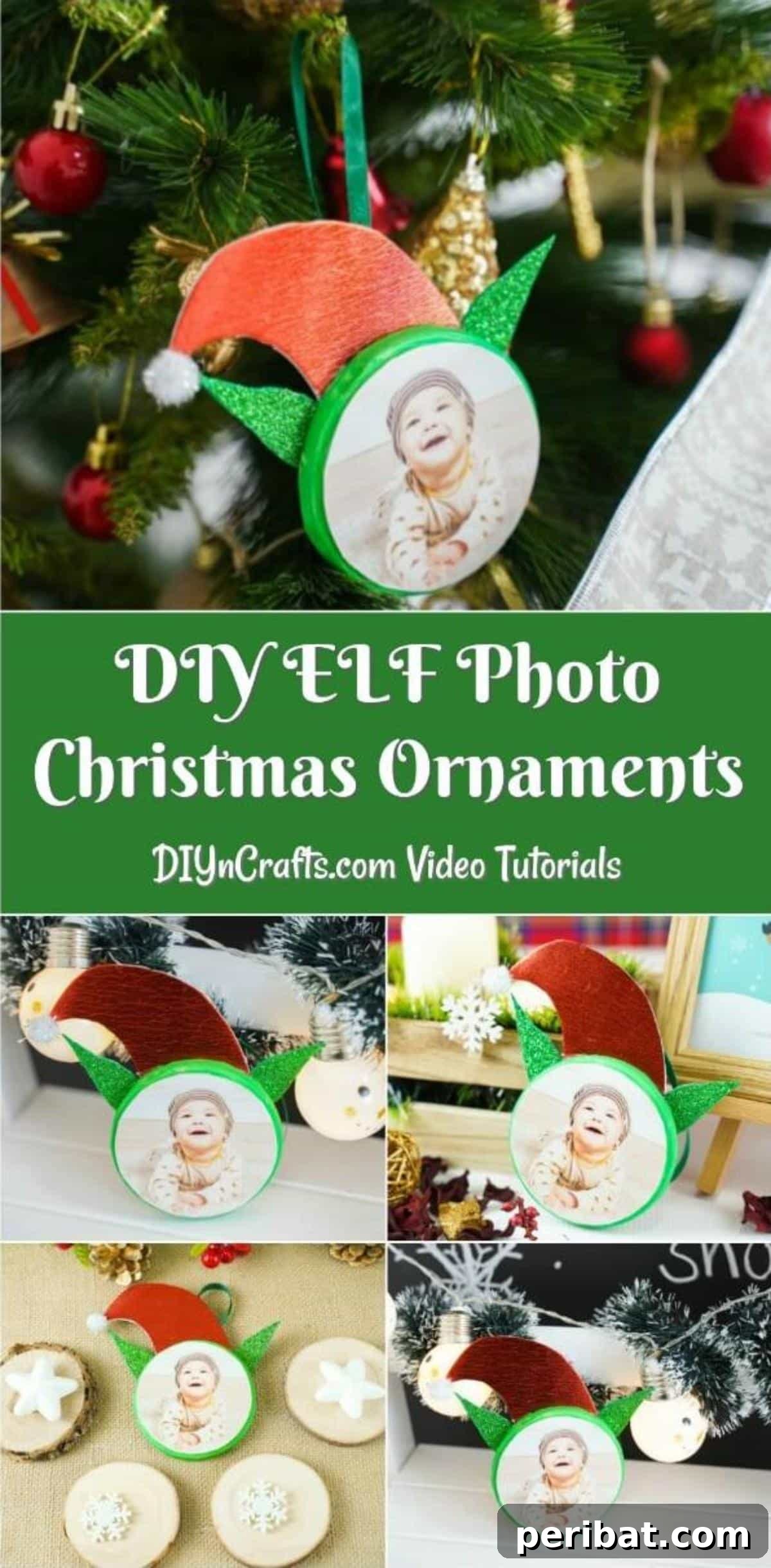 Whimsical Elf Photo Ornaments 2 Elf Photo Ornaments for Christmas Collage picture