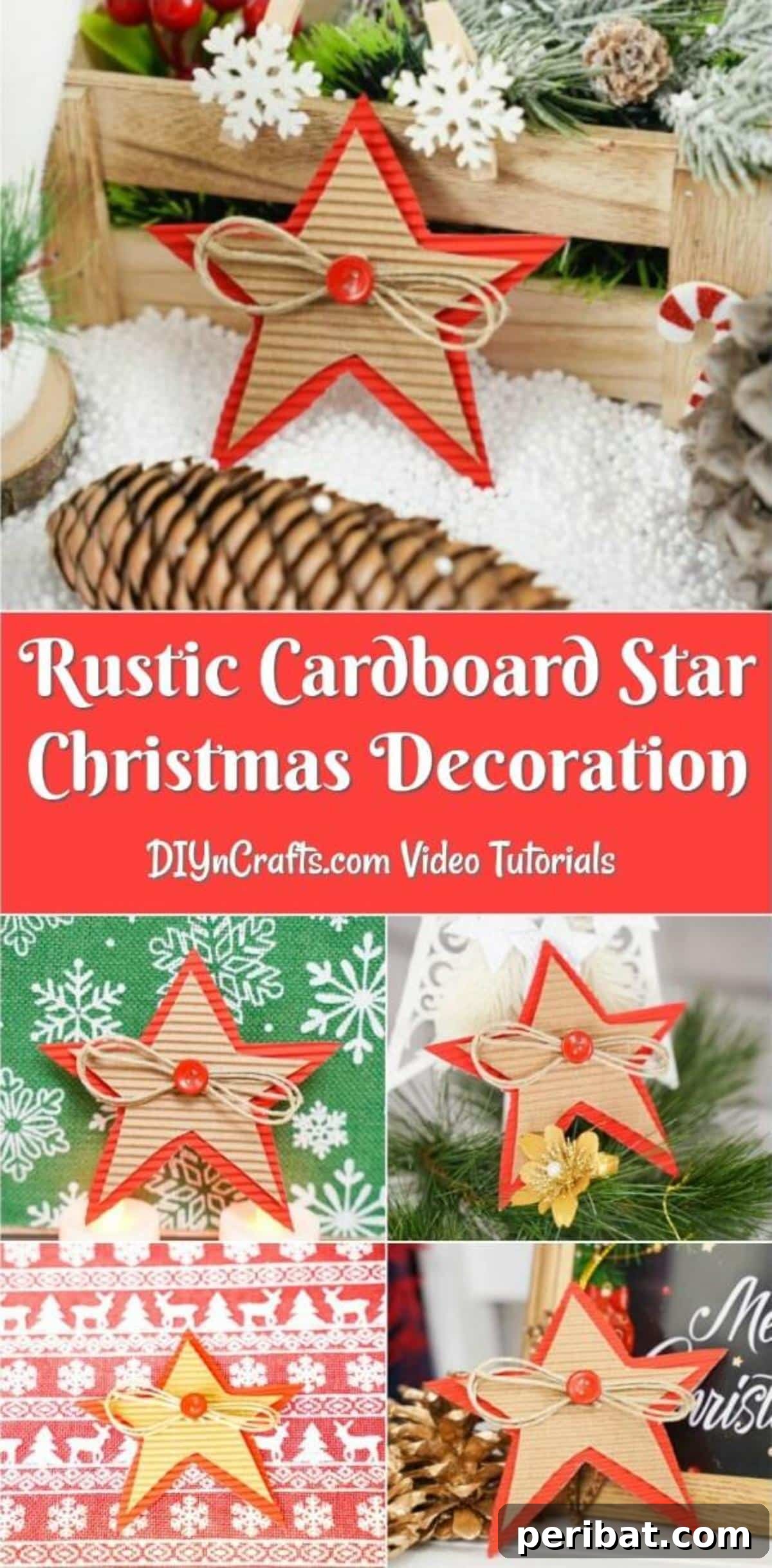 Collage image of a rustic cardboard star decoration