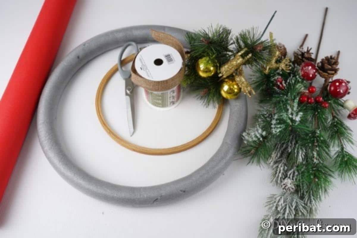 Deck Your Door: DIY Christmas Wreaths 6 Supplies needed for making a large diy Christmas wreath