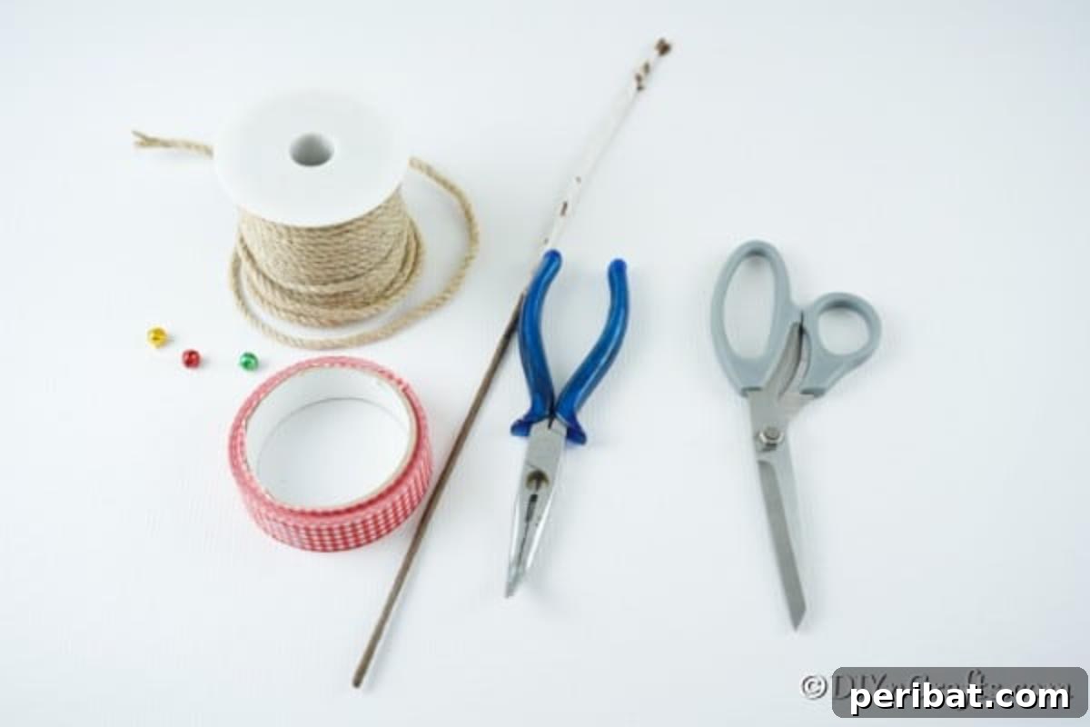Farmhouse Jute Candy Cane Bauble 6 Supplies for making rustic wrapped candy cane ornaments