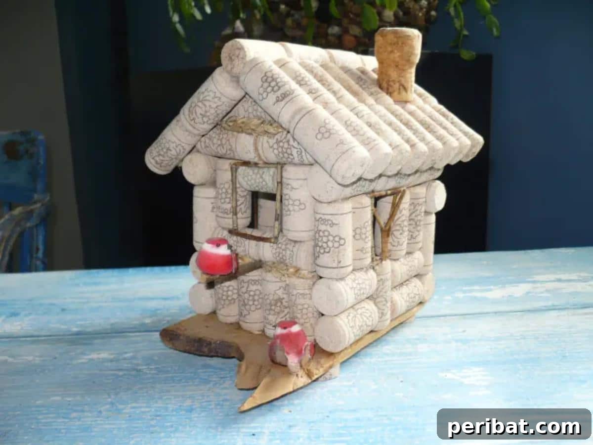 Uncork Your Creativity with DIY Wine Cork Projects 3 Handcrafted birdhouse made from repurposed wine corks