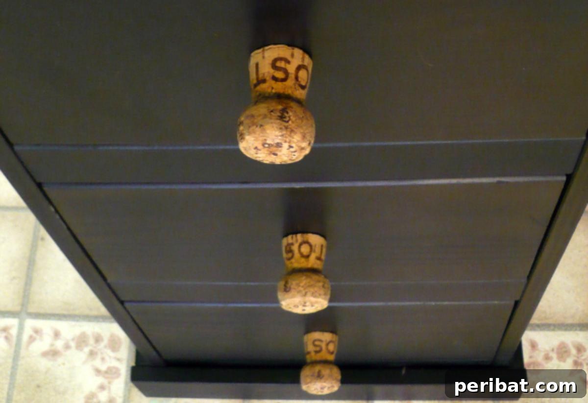 Uncork Your Creativity with DIY Wine Cork Projects 23 Drawer knobs crafted from champagne corks