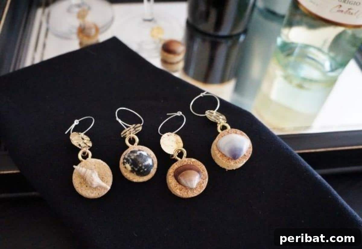 Uncork Your Creativity with DIY Wine Cork Projects 24 Wine glass charms made from sliced wine corks with decorative elements