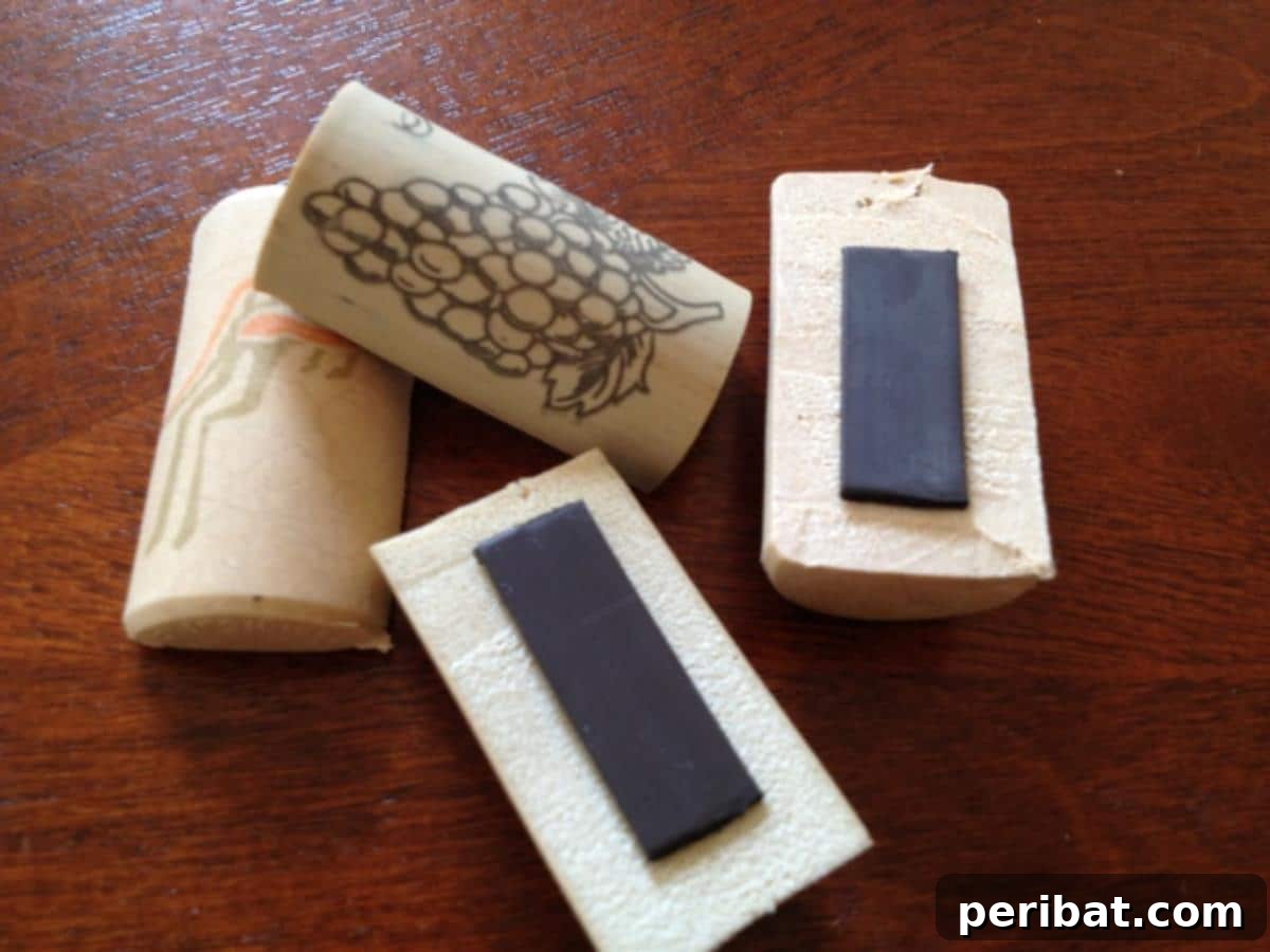 Uncork Your Creativity with DIY Wine Cork Projects 6 Handmade refrigerator magnets crafted from wine corks