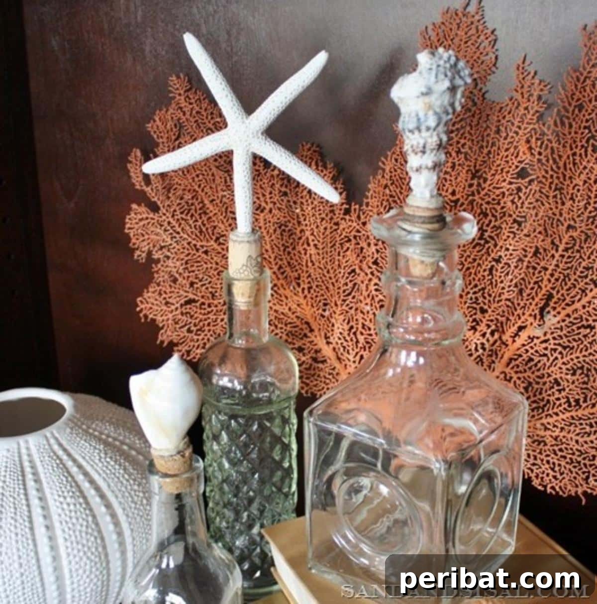 Uncork Your Creativity with DIY Wine Cork Projects 7 Wine bottle stoppers decorated with seashells