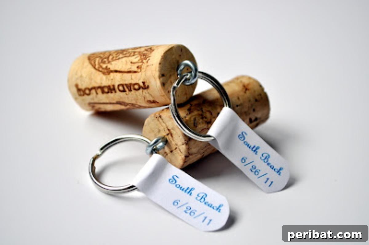 Uncork Your Creativity with DIY Wine Cork Projects 8 Simple keychains made from wine corks with metal rings