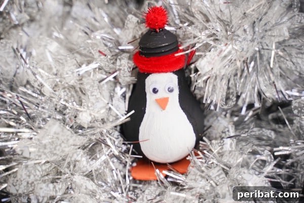 Painted Christmas Light Bulb Penguin Decoration