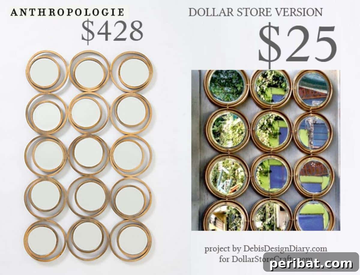 DIY Anthropologie-inspired circle mirror using Dollar Store craft mirrors