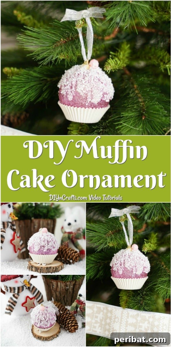 DIY cupcake or muffin ornament craft completed