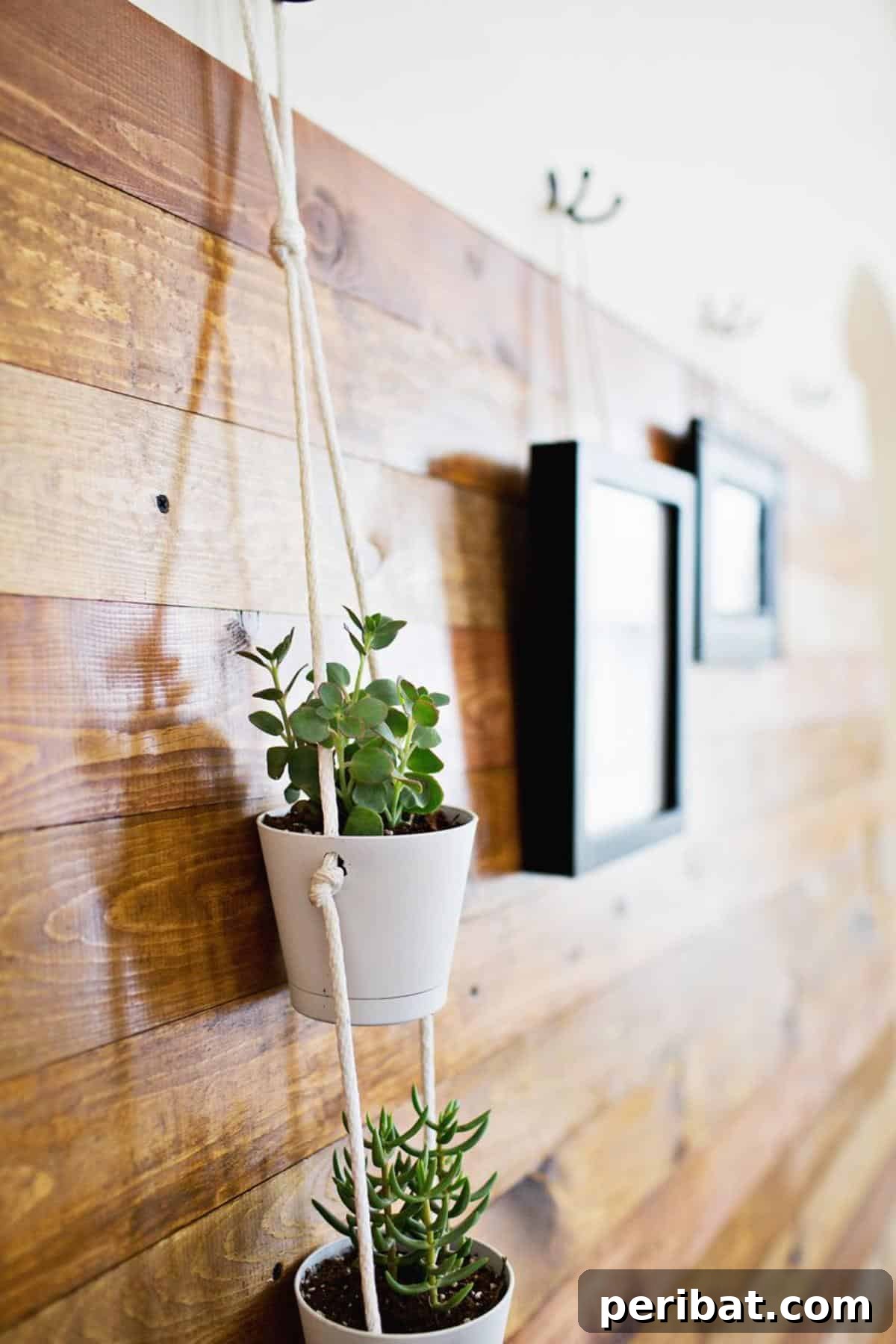 15 Ingenious DIY Wood Wall Designs to Elevate Your Space 9 Stylish stained wood wainscoting covering half of a wall.