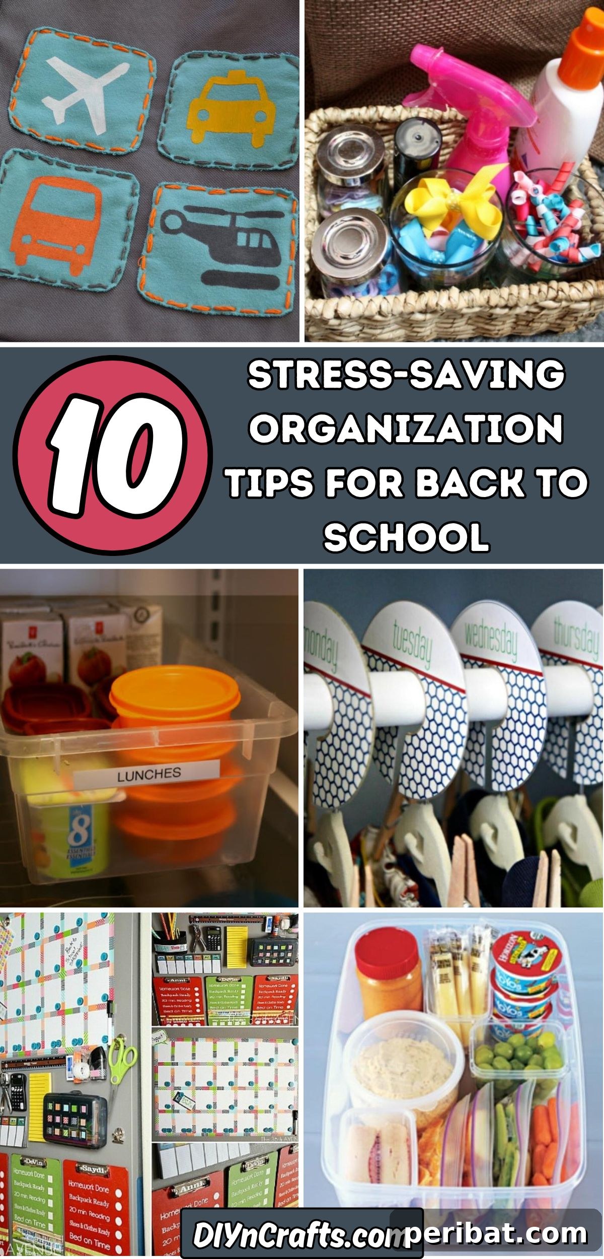 10 Organization Strategies for a Relaxed Back to School 2 10 Stress-Saving Organization Tips for Back to School collage.