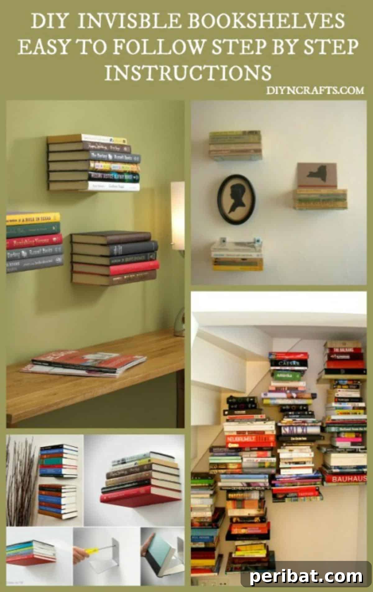 Ingenious DIY Shelving Projects to Transform Your Living Space 23 DIY Invisible Shelves collage.