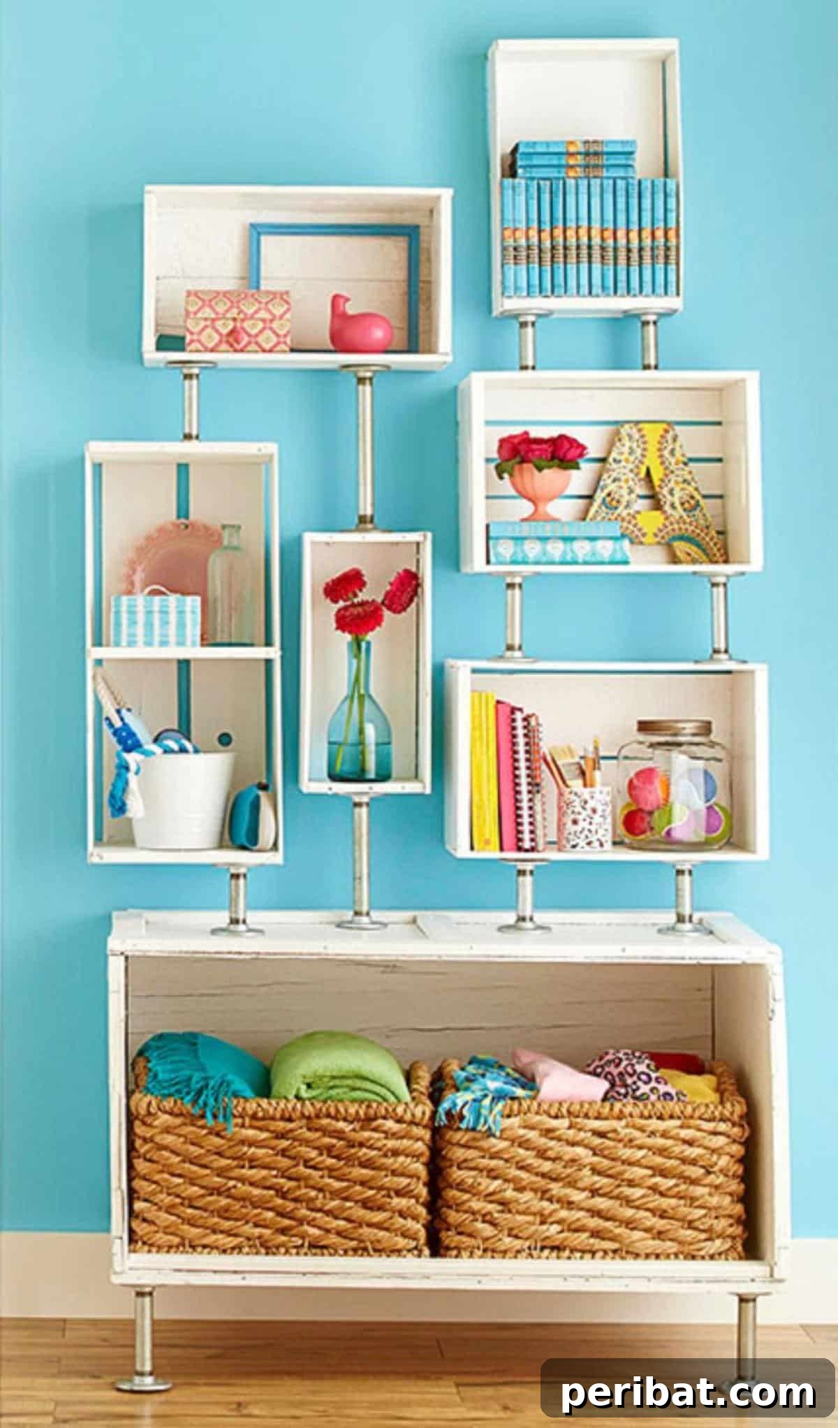 Ingenious DIY Shelving Projects to Transform Your Living Space 28 DIY Crate and Pipe Shelf