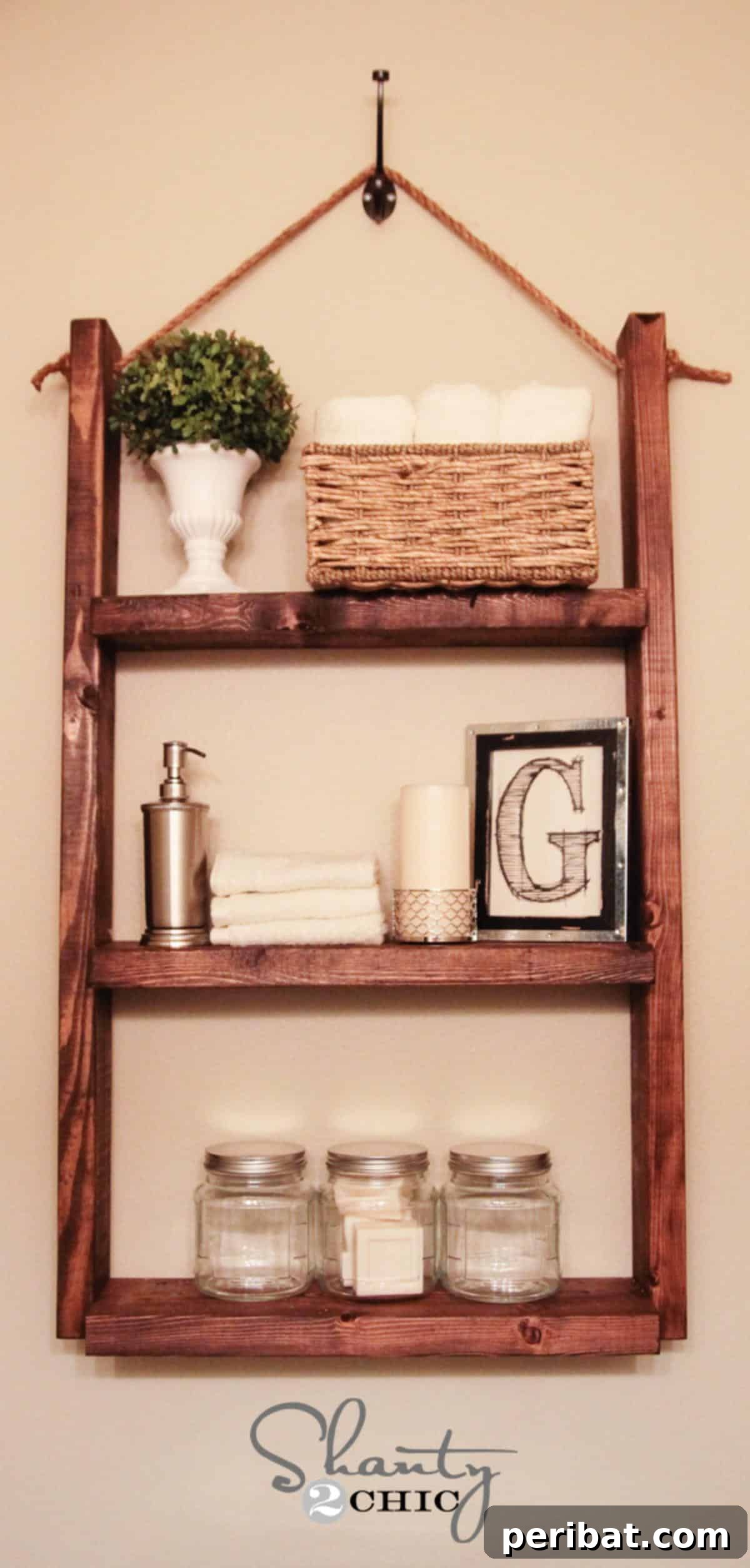 Ingenious DIY Shelving Projects to Transform Your Living Space 7 $10 Hanging Bathroom Shelf