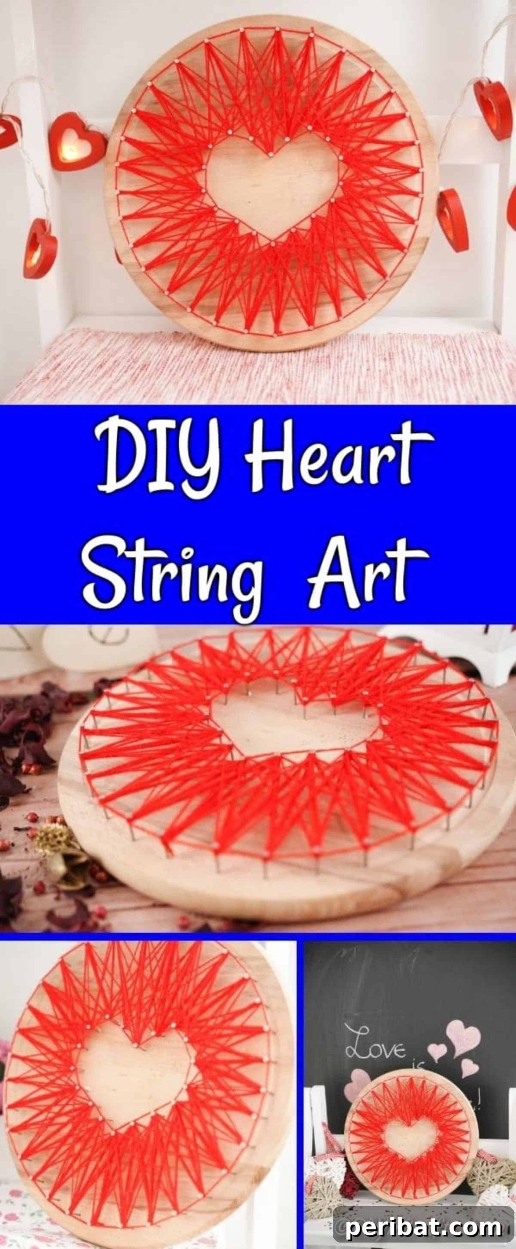 Heartfelt Valentine String Art Decoration 2 String art heart collage of pictures