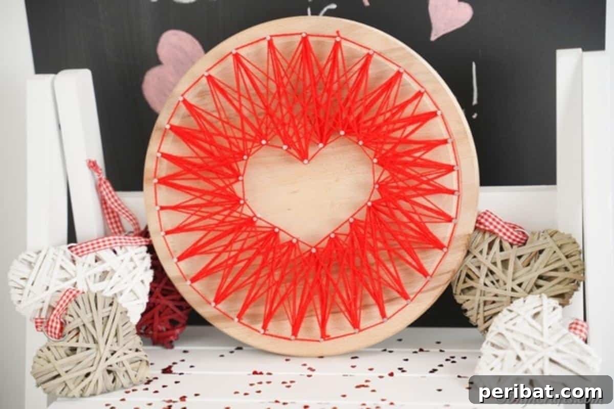 Heartfelt Valentine String Art Decoration 3 String art heart in front of chalkboard