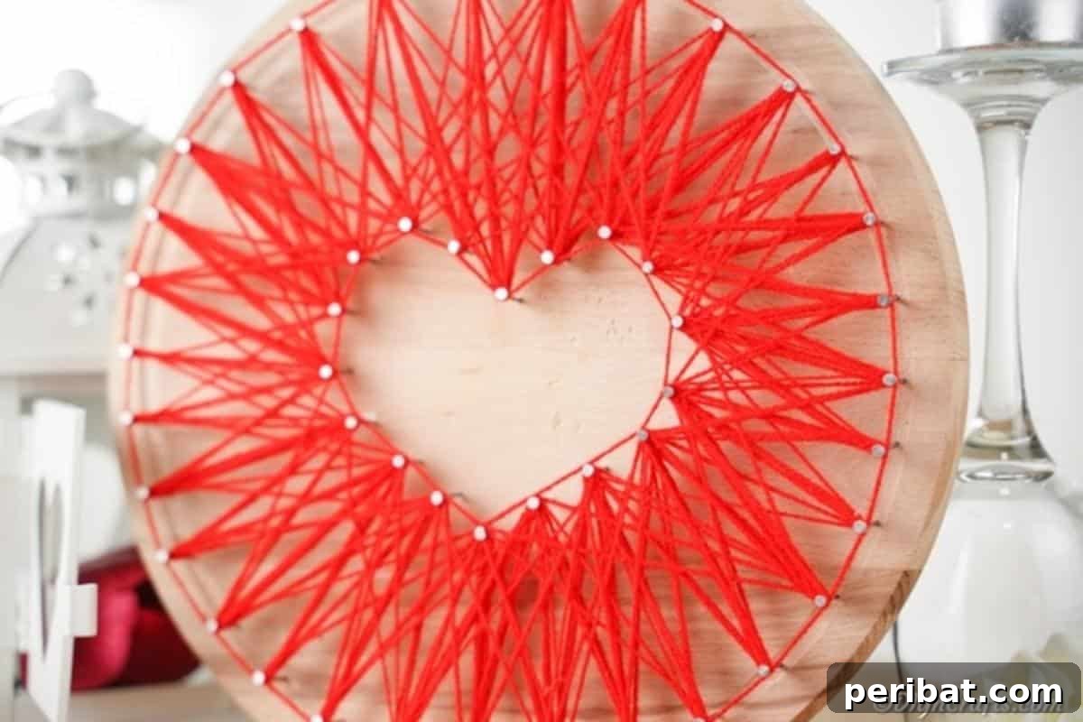 Heartfelt Valentine String Art Decoration 7 Heart string art on wooden board