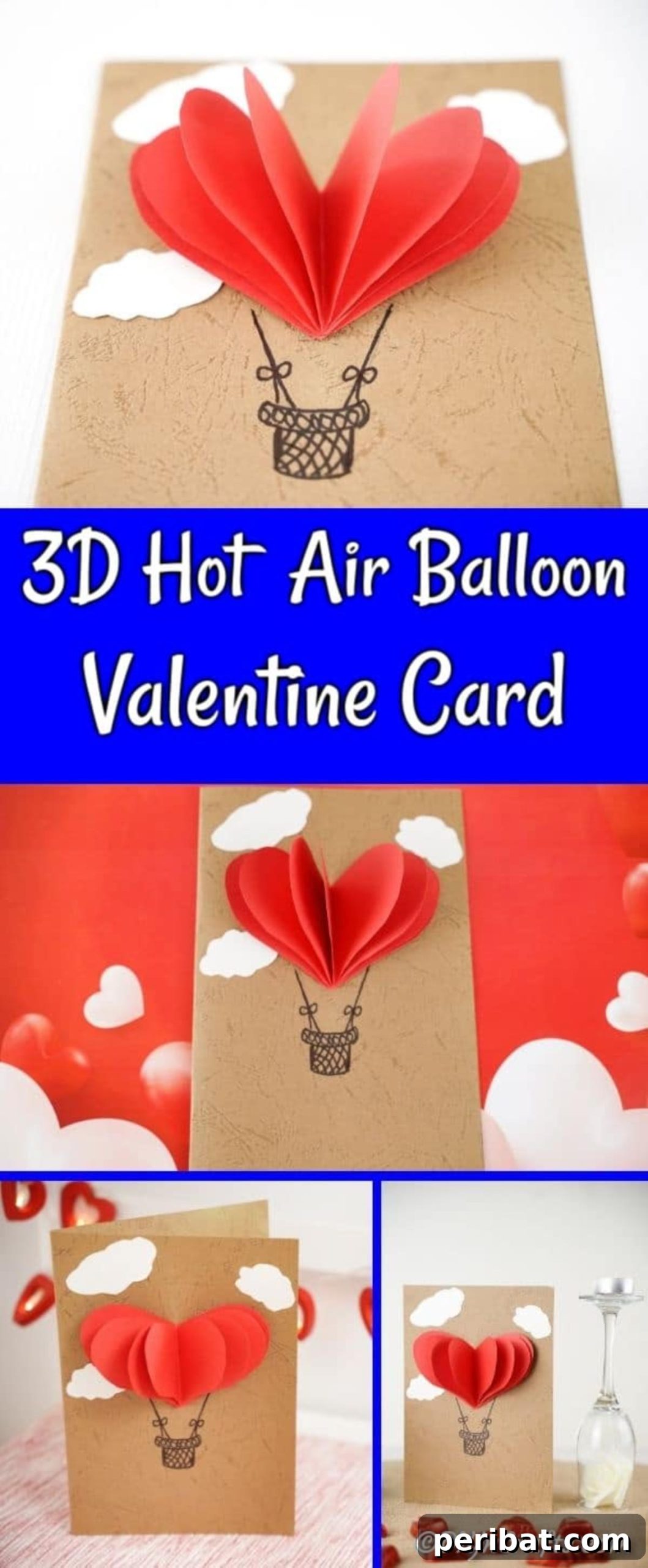Collage of hot air balloon 3d card images