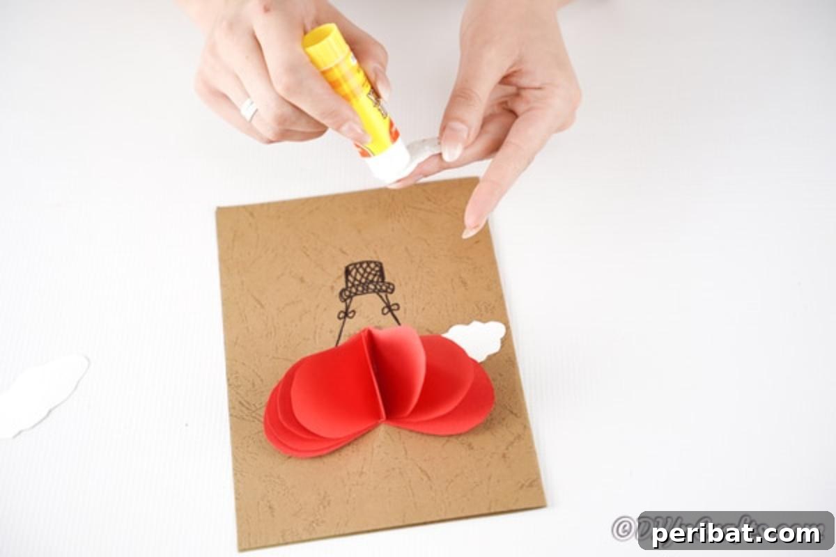 Adding clouds from paper to the card front