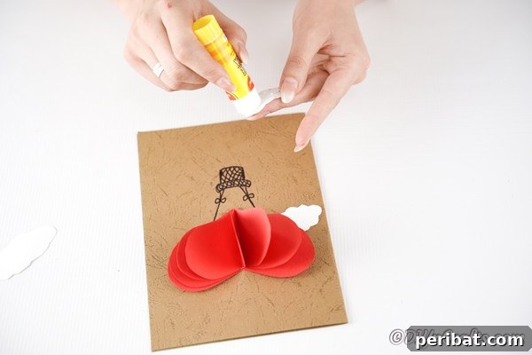 Adding clouds from paper to the card front