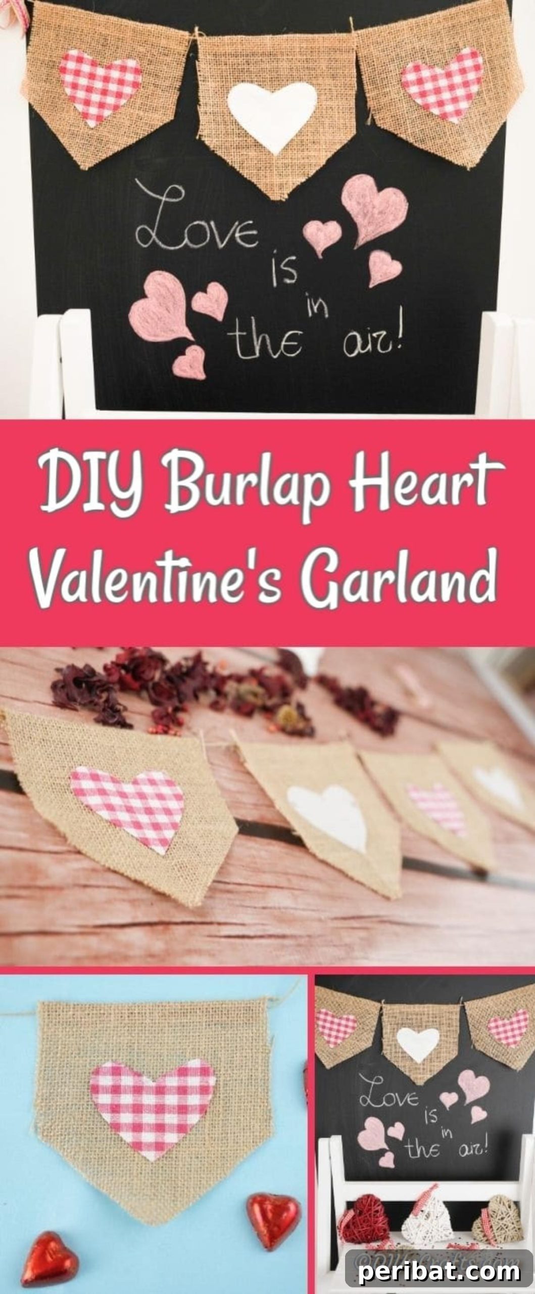 Rustic Love Burlap Heart Garland 2 Burlap Valentine garland collage
