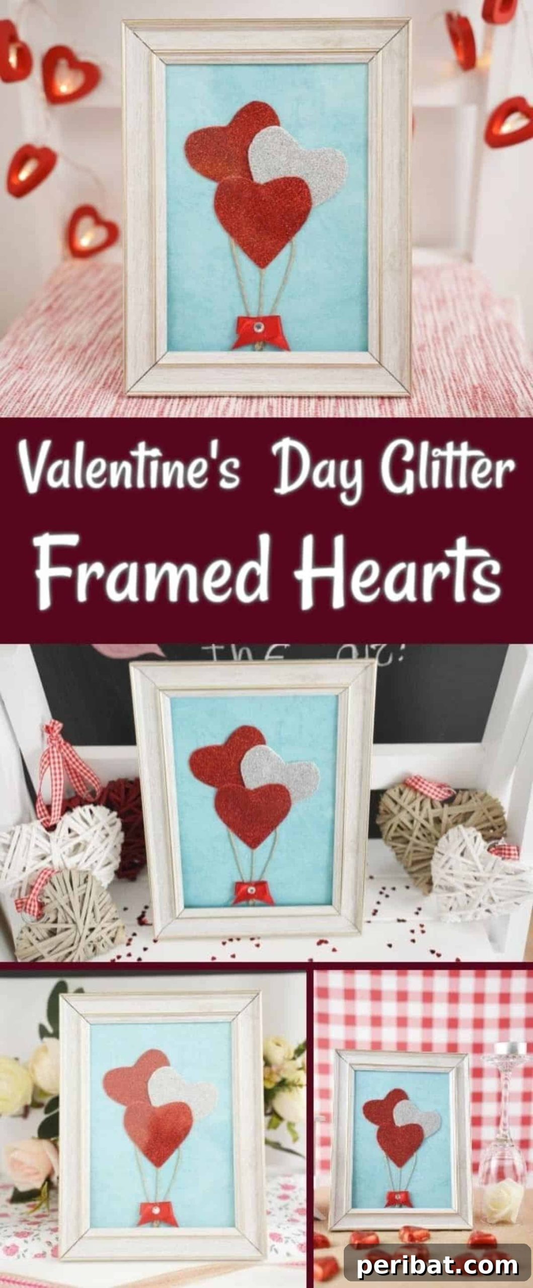 Dazzling Framed Hearts Valentine Decor 2 Valentine's Day framed hearts balloons displayed in collage format