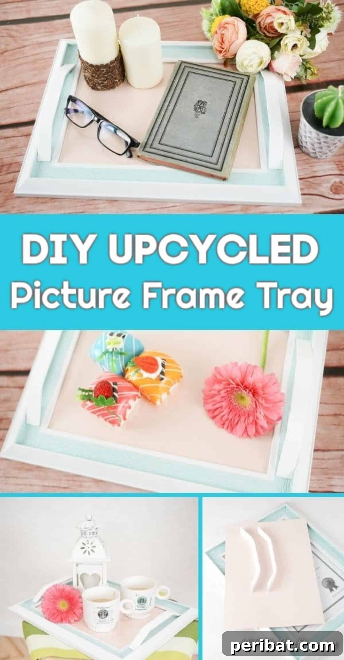 Elegant Repurposed Picture Frame Tray DIY 2 Upcycled Picture Frame Tray Displayed