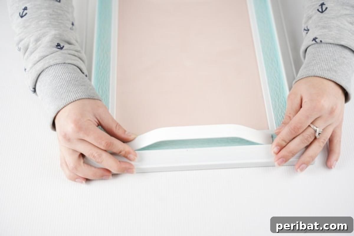 Elegant Repurposed Picture Frame Tray DIY 10 Attaching a drawer pull handle on a picture frame