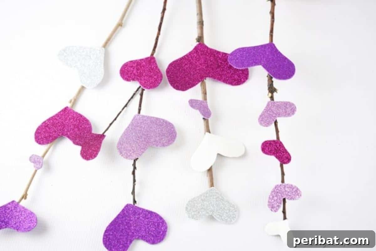 Sticky hearts on branches