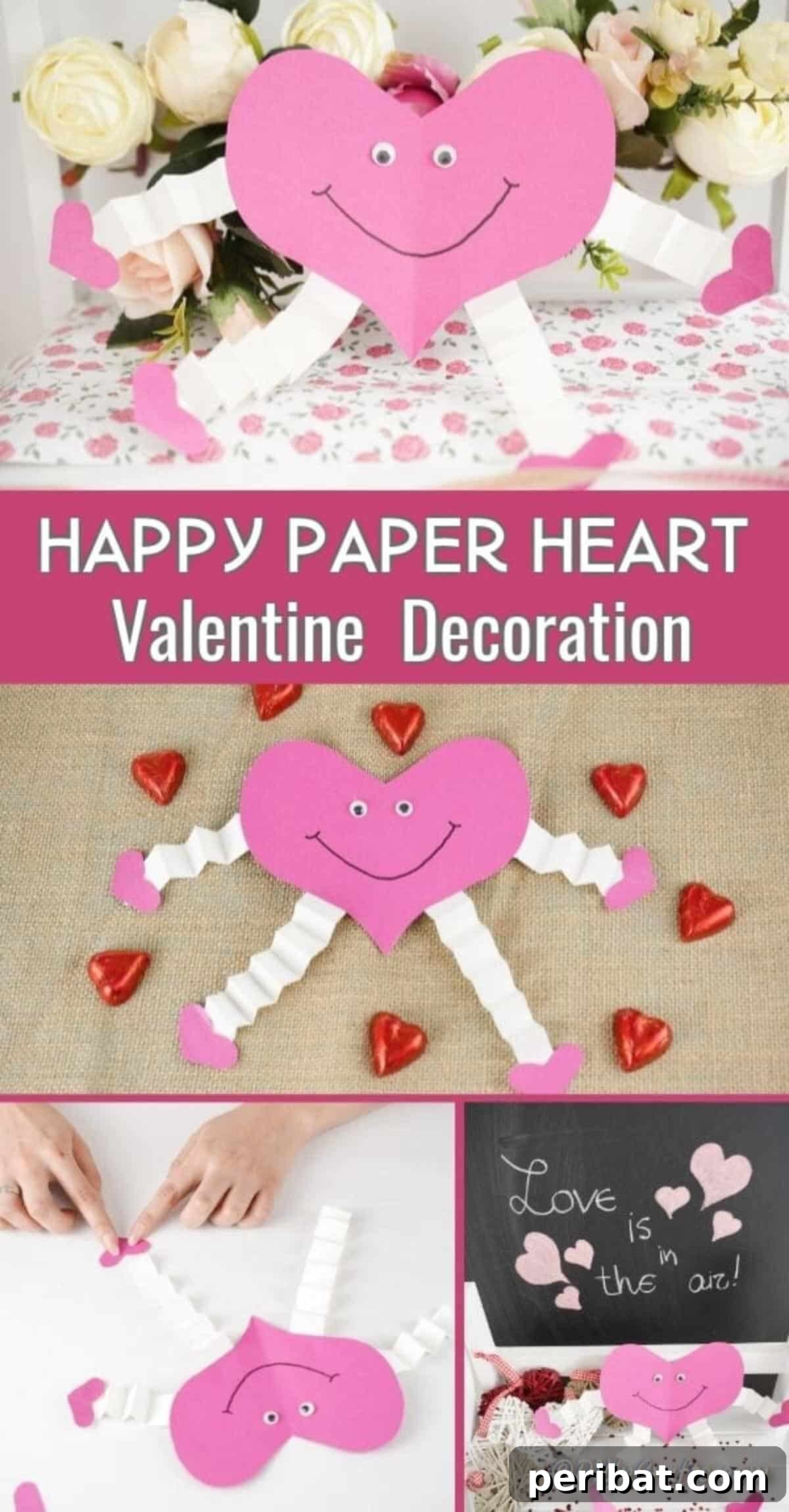 Little Hands, Loving Hearts: Kids' Valentine Paper Craft 2 Collage of making a cheerful paper heart decoration for Valentine's Day