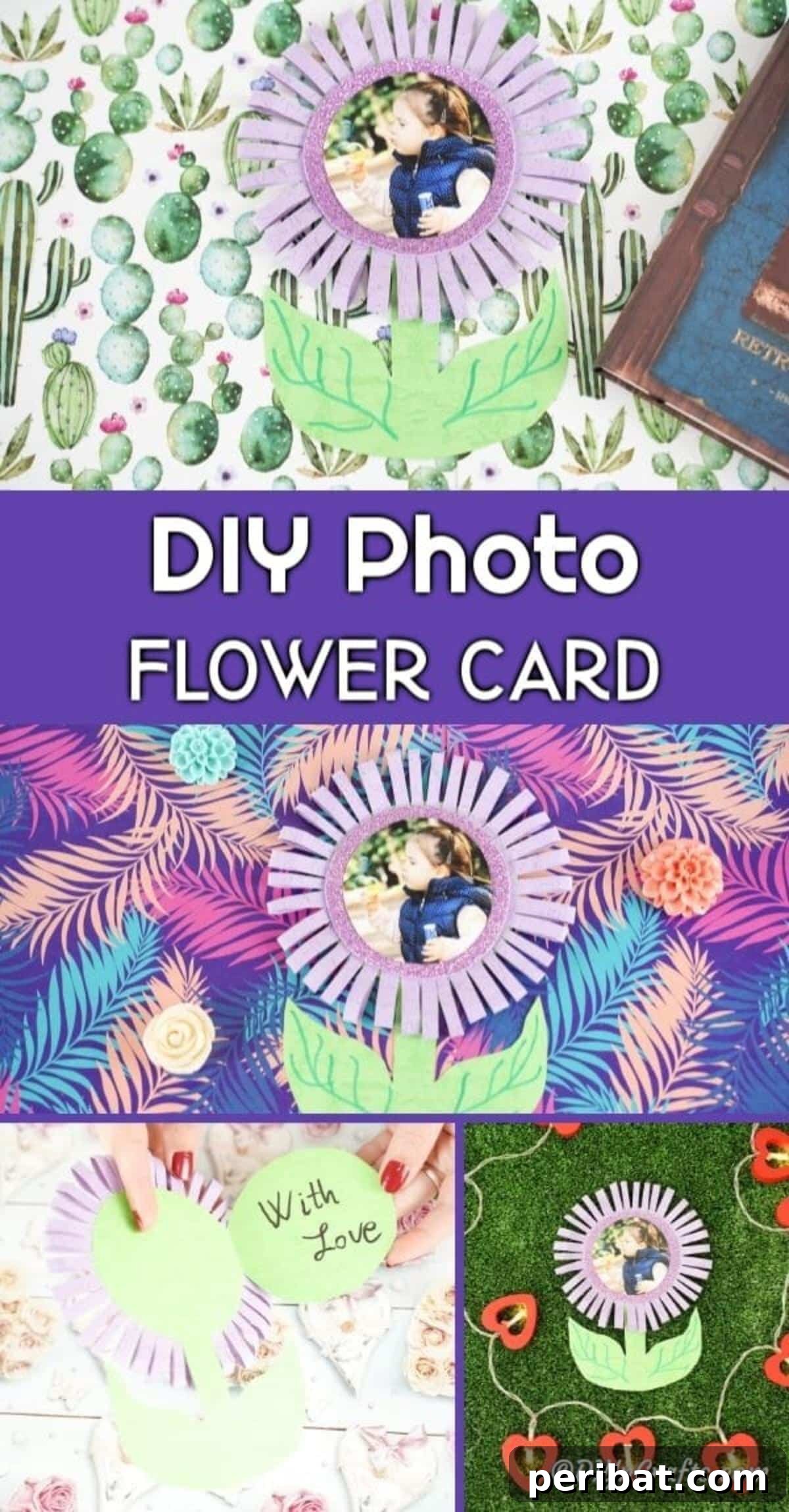 Craft Your Own Paper Flower Photo Keepsake 2 Collage of paper photo card showcasing various design elements