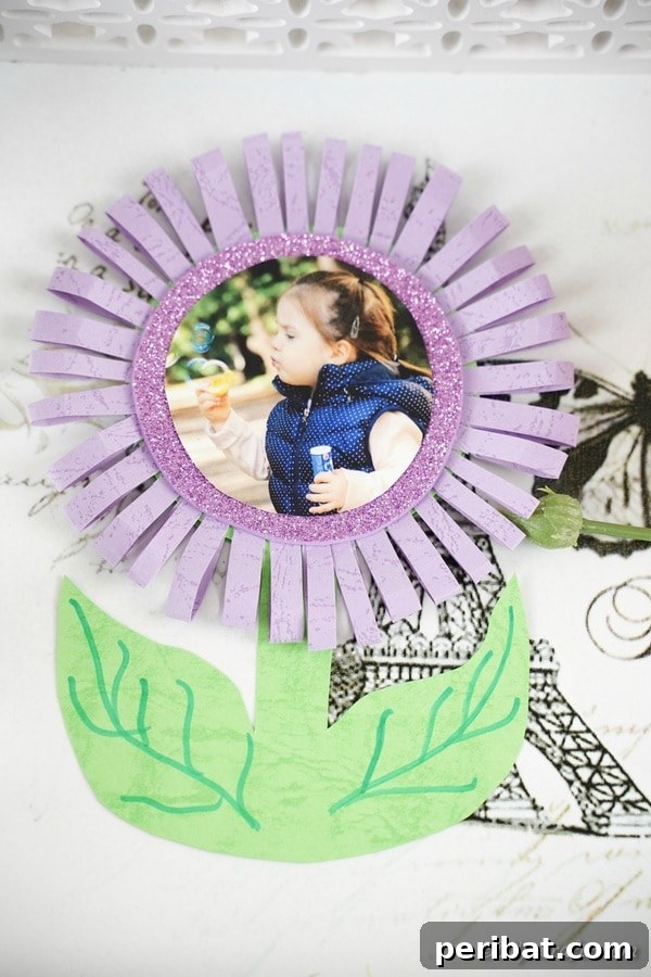 Flower photo card on white table