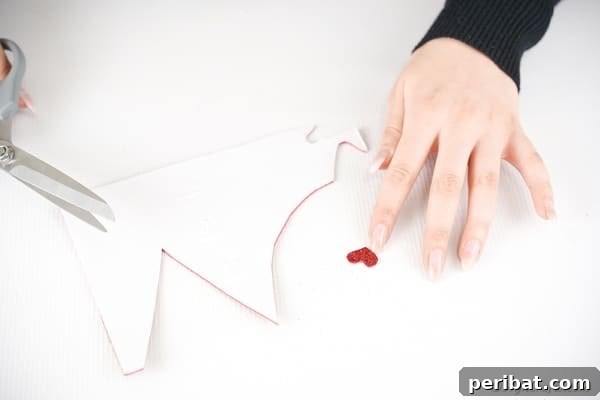 Cutting out heart shape from foam paper