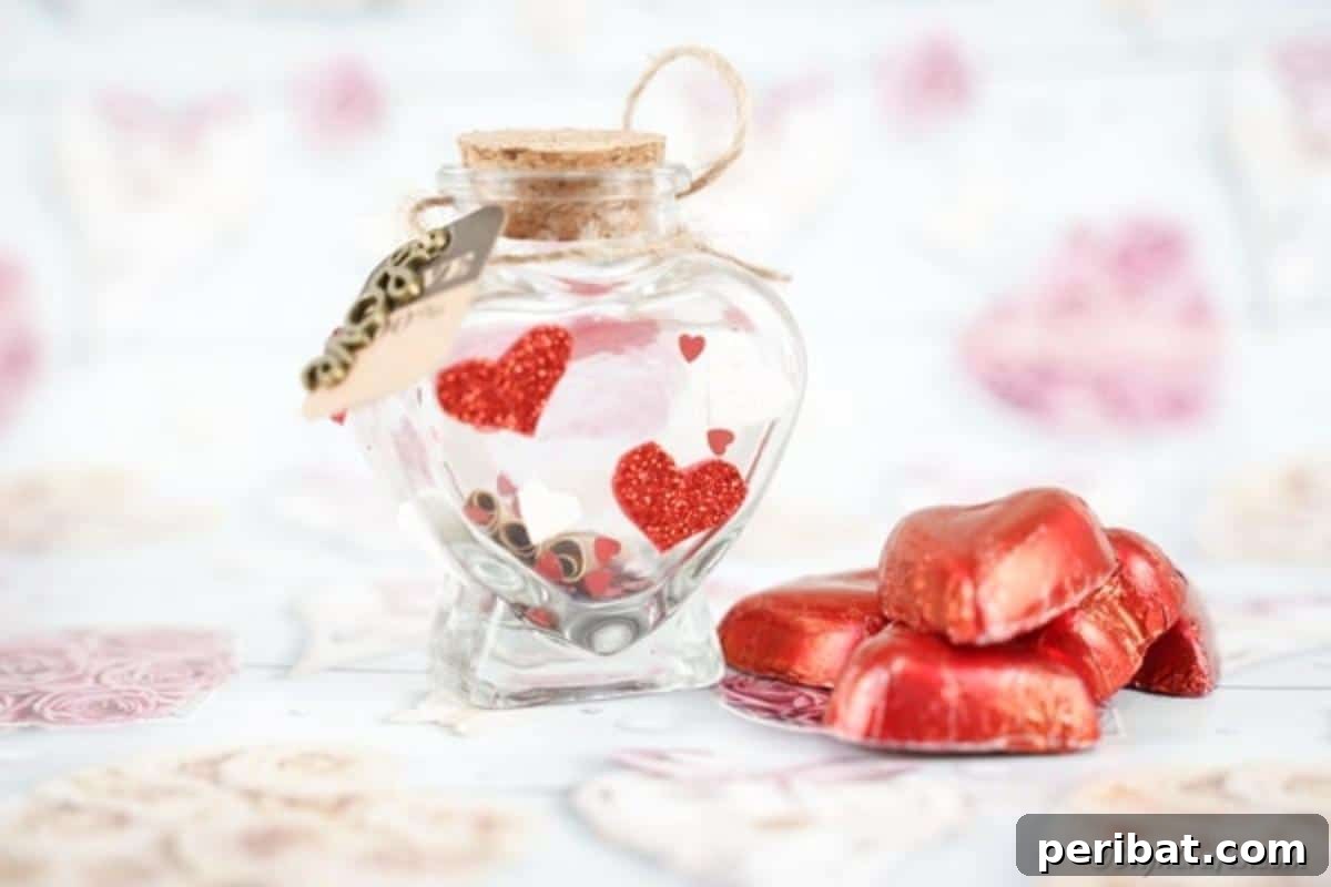 message in a bottle jar on valentine paper