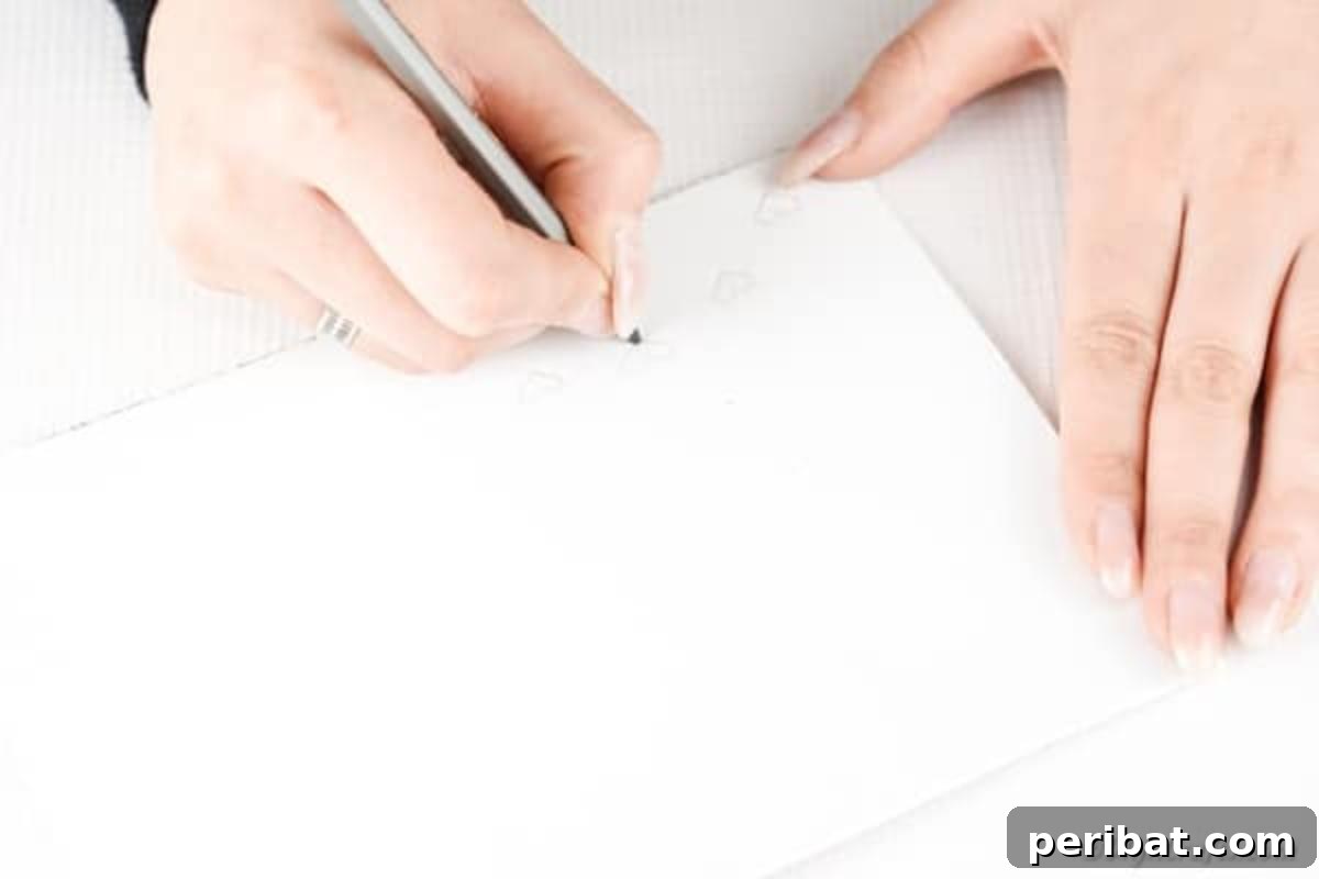 Drawing a heart shape on foam paper
