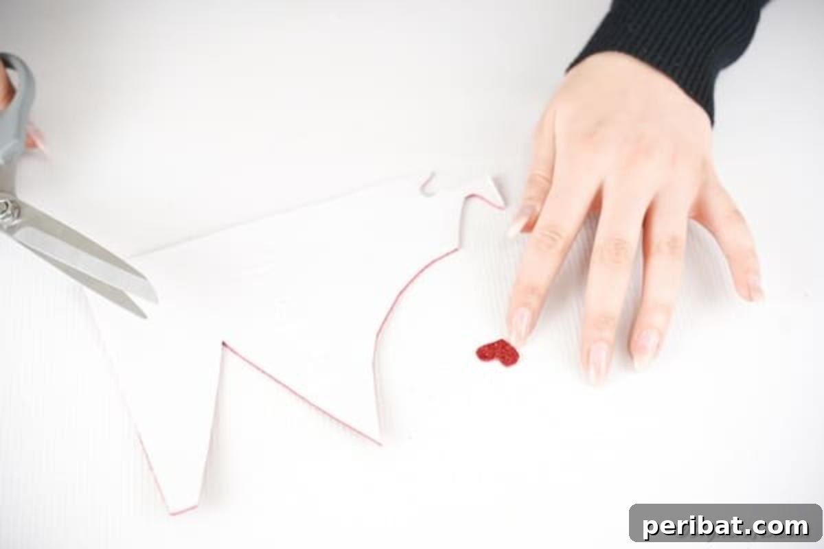 Cutting out heart shape from foam paper