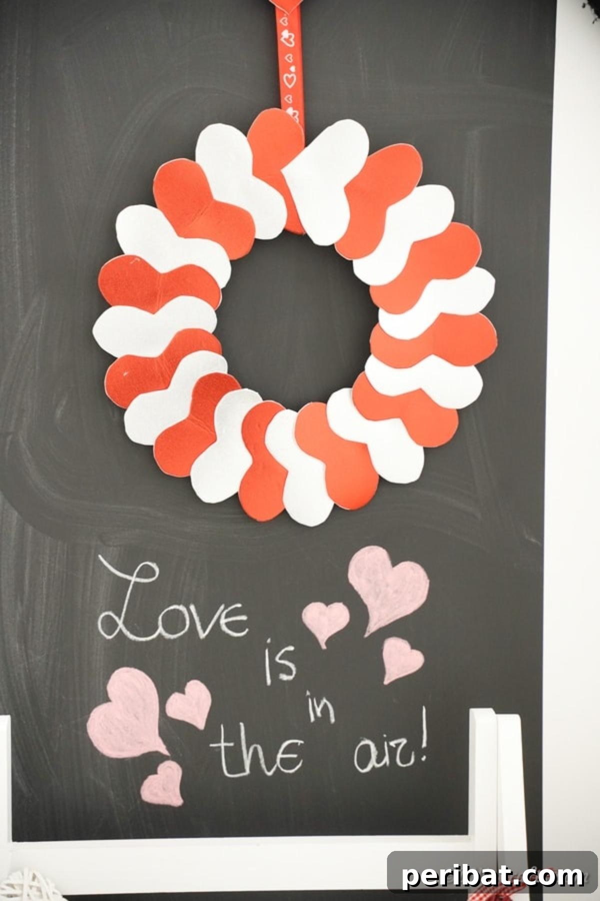 Heart wreath against chalkboard
