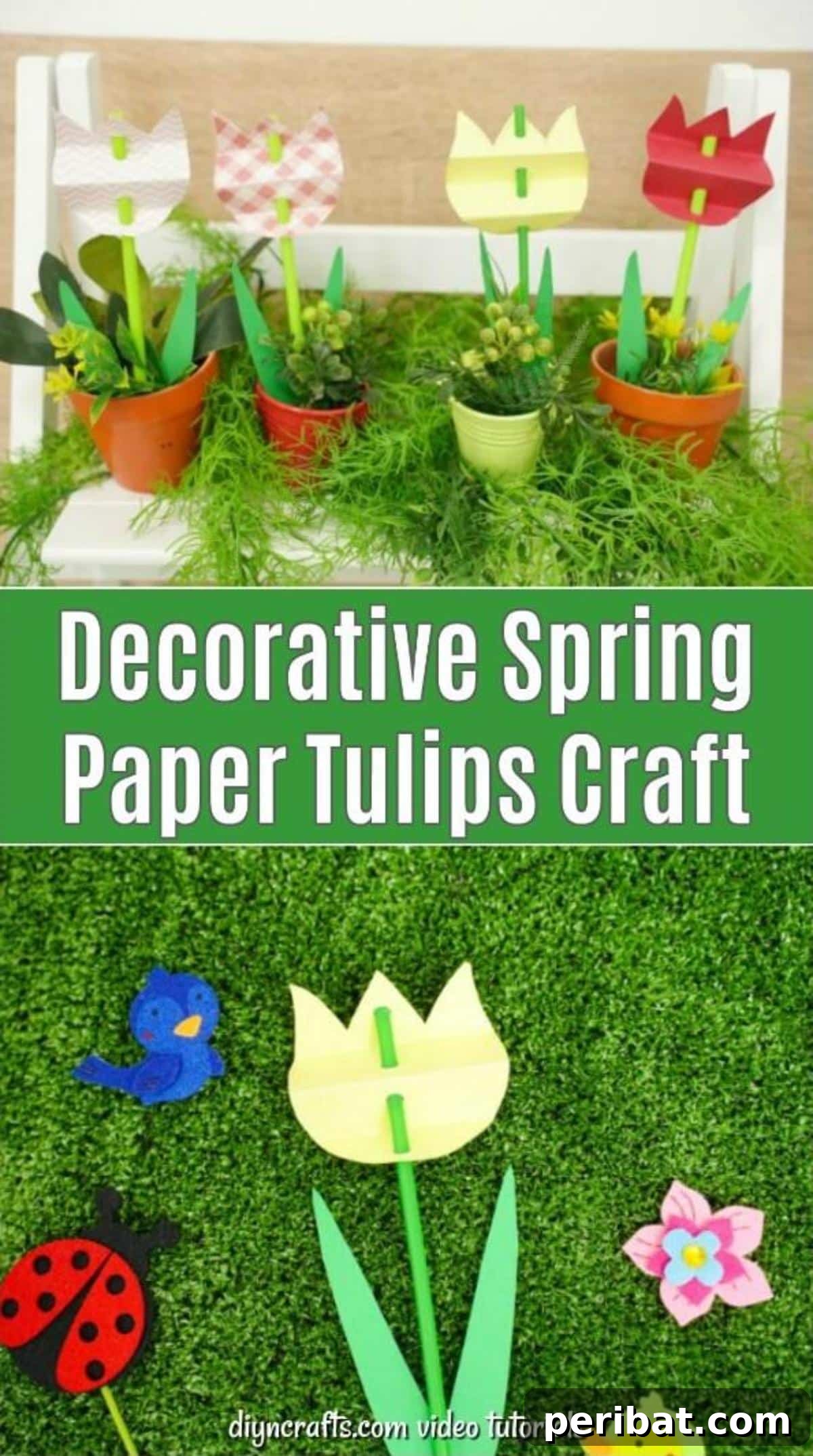 Create Charming Spring Paper Tulips 2 Collage of paper tulip flowers showcasing various colors and patterns