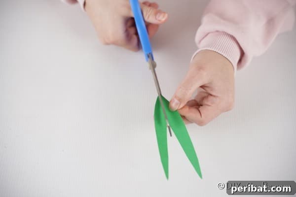 Create Charming Spring Paper Tulips 20 Cutting out leaves for paper tulips