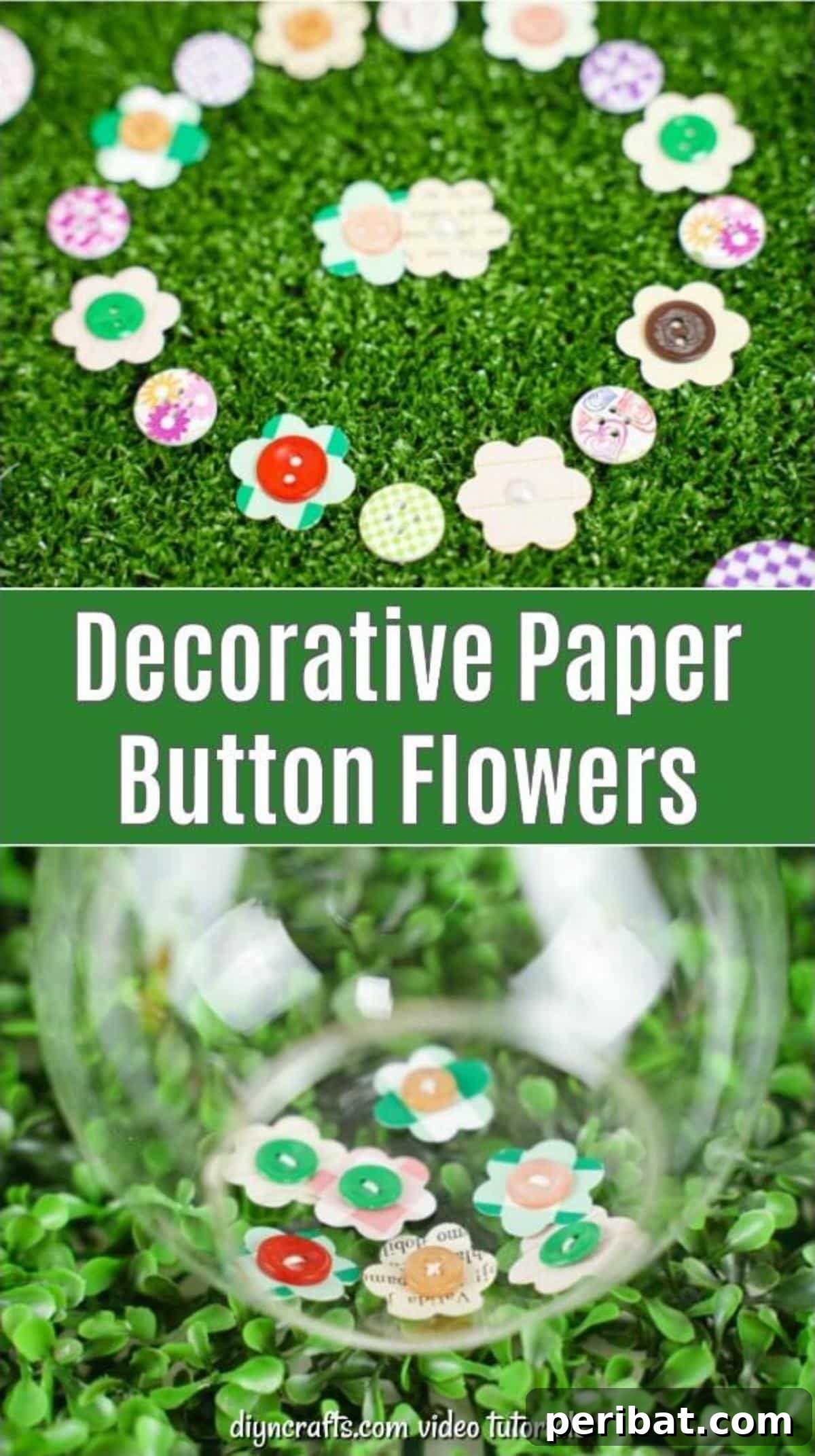 DIY Paper Button Blossoms 2 Vibrant assortment of DIY paper button flowers for crafting