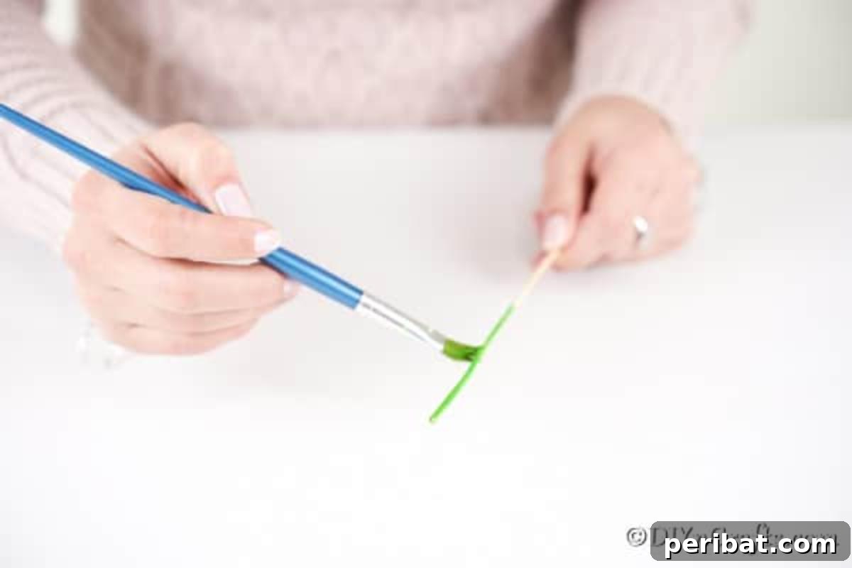 Painting skewer for flower stem