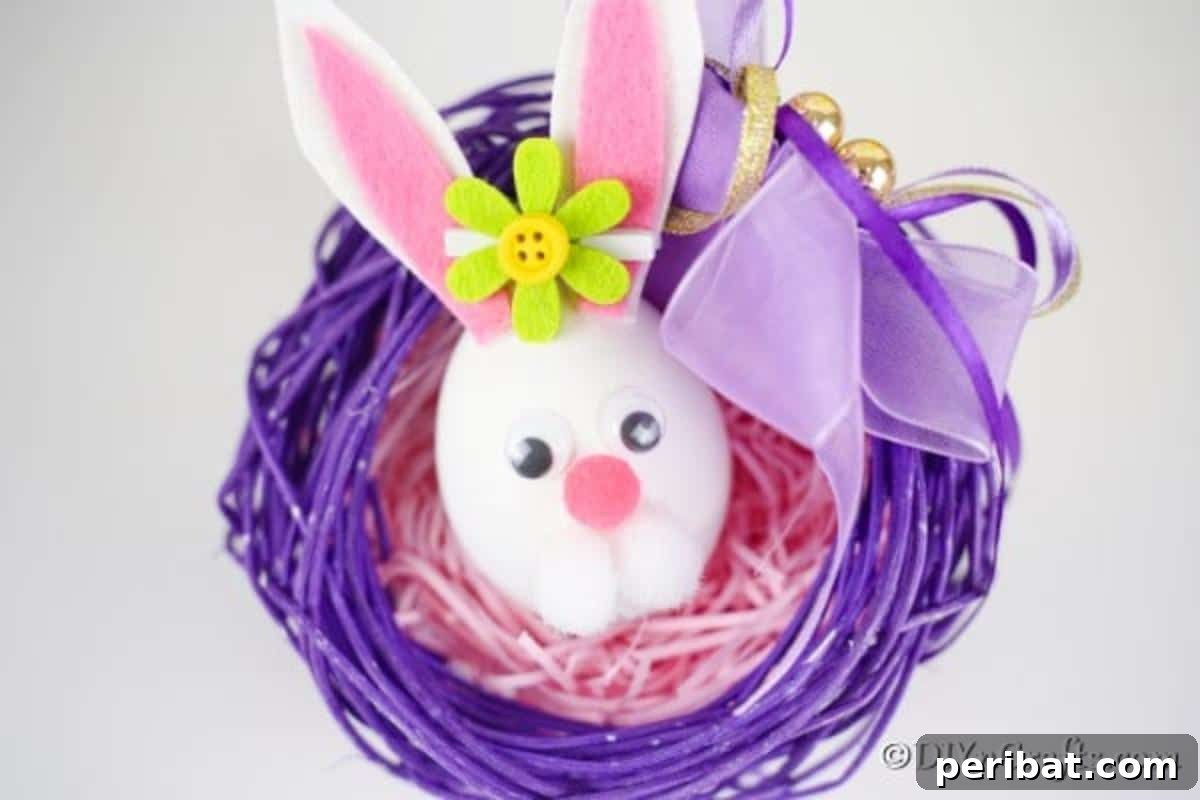 Craft Adorable Easter Bunny Eggs 3 Easter egg bunny inside a purple twig wreath