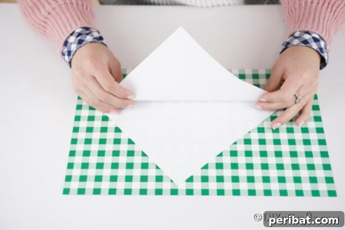 Adorable Mini Easter Basket Craft 6 Folding white paper repeatedly to create a small triangle template